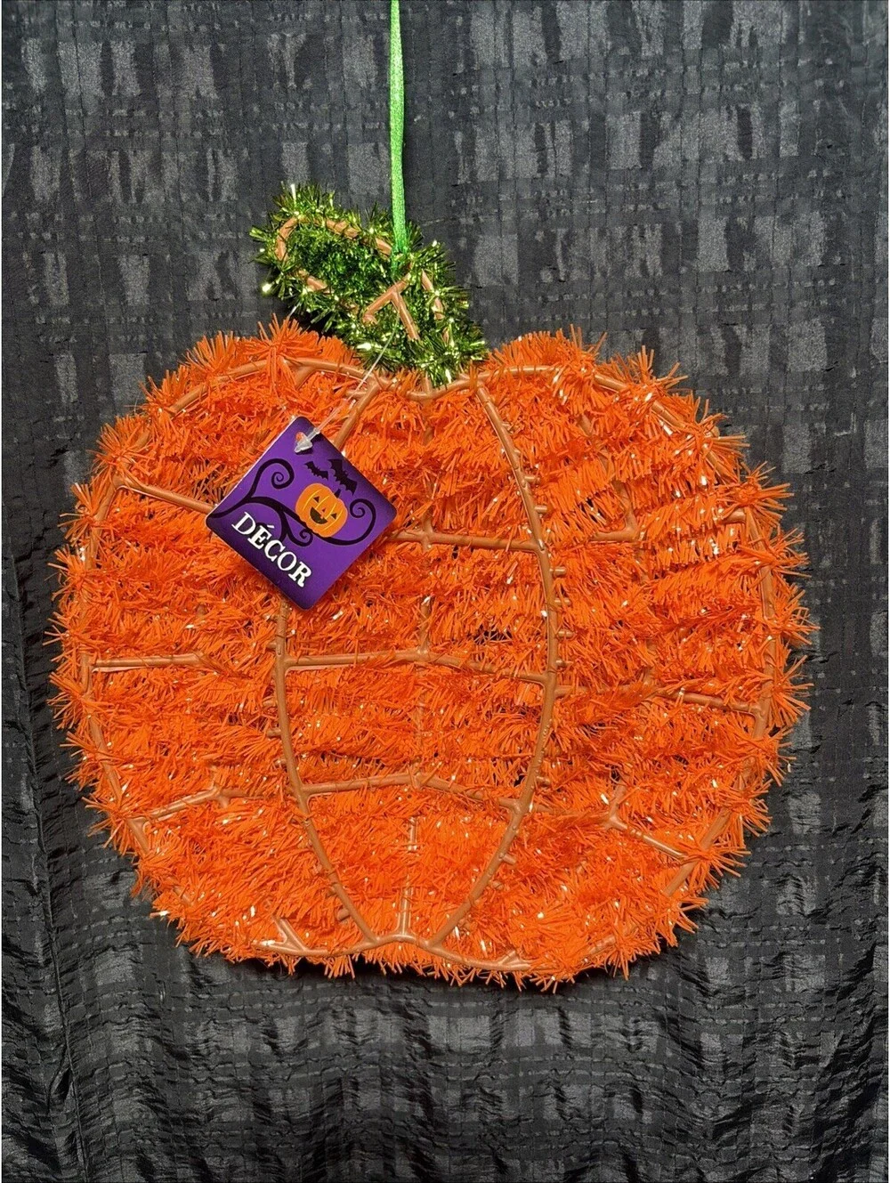 Orange Tinsel Halloween JACK O'LANTERN Home Decor Pumpkin Wall Door Decoration